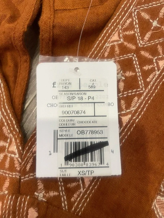 NWT Free People Azalia Boho Embroidered V-Neck Shorts Romper in Chocolate Brown - Picture 9 of 12